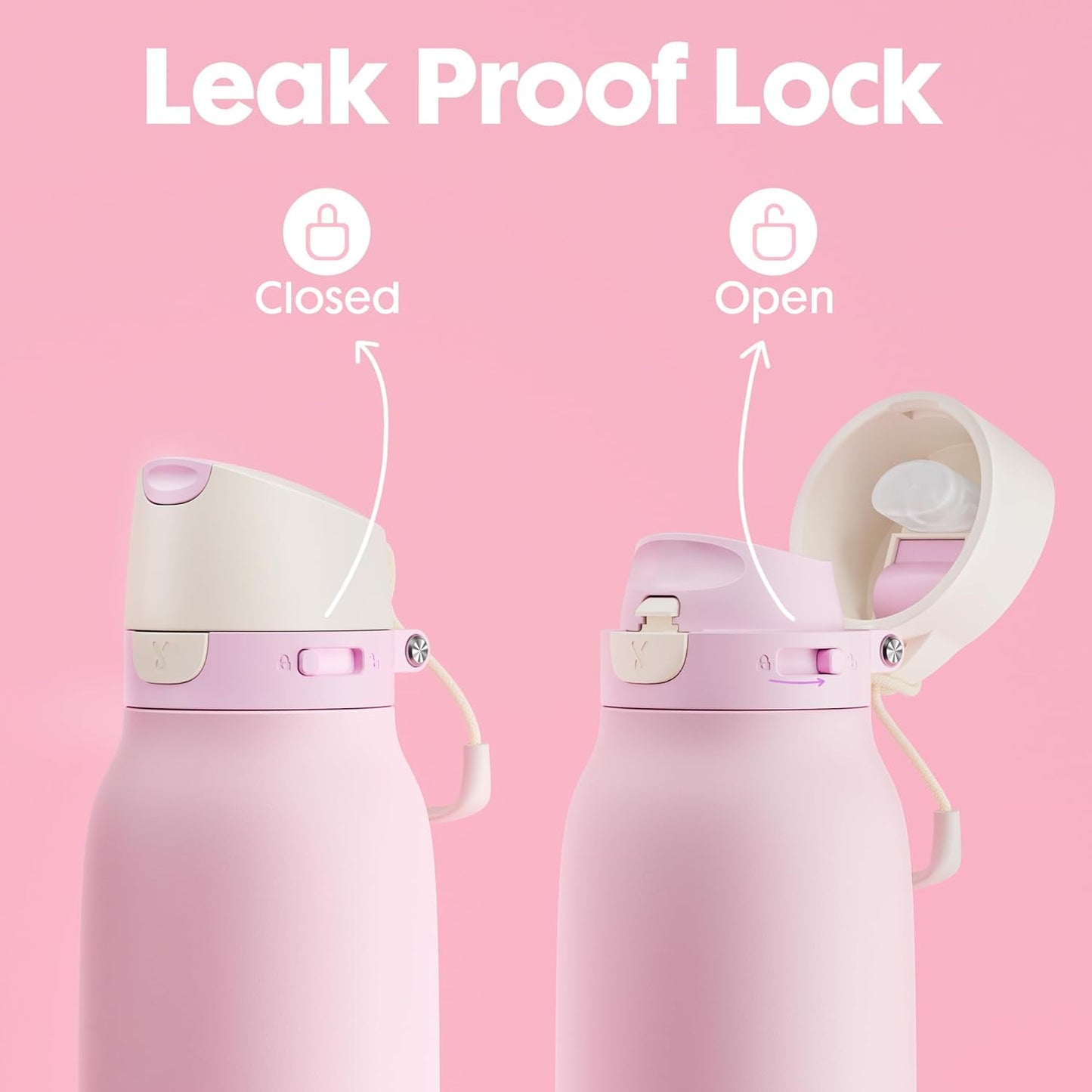 Meoky 24 oz Slim Insulated Water Bottle: Leak Proof Locking Lid, 2-in-1 Straw and Spout, 24 Hours Cold, Top Handle, BPA Free, Stainless Steel Water Bottle for Men Sports Travel Gym, Night