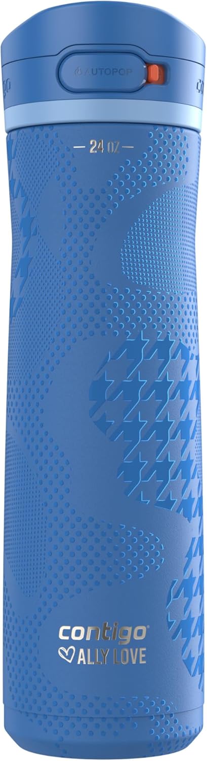 Contigo Jackson Chill 2.0, Vacuum-Insulated Stainless Steel Water Bottle with Secure Lid, Leak-Proof Travel Friendly, 20oz Capacity, Blueberry Color, Keeps Drinks Cold for 12 Hours