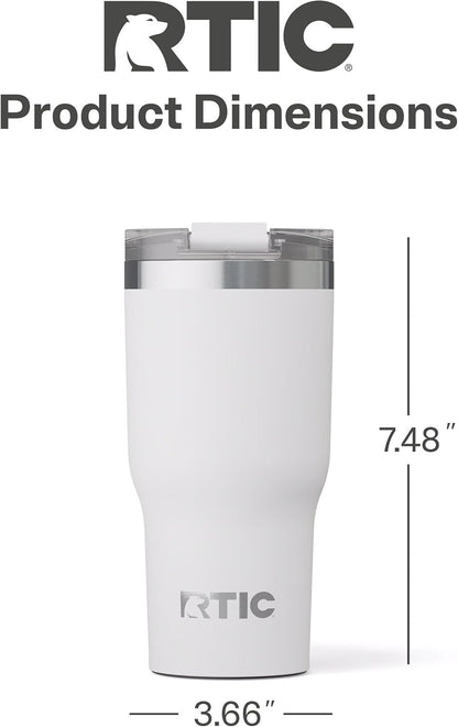 RTIC 20oz Essential Tumbler with Lid, Ceramic Lined, Insulated, Stainless Steel, Metal, Double Wall Vacuum-Insulation, Travel Cup for Iced Coffee, Tea, Hot and Cold Drink, Graphite