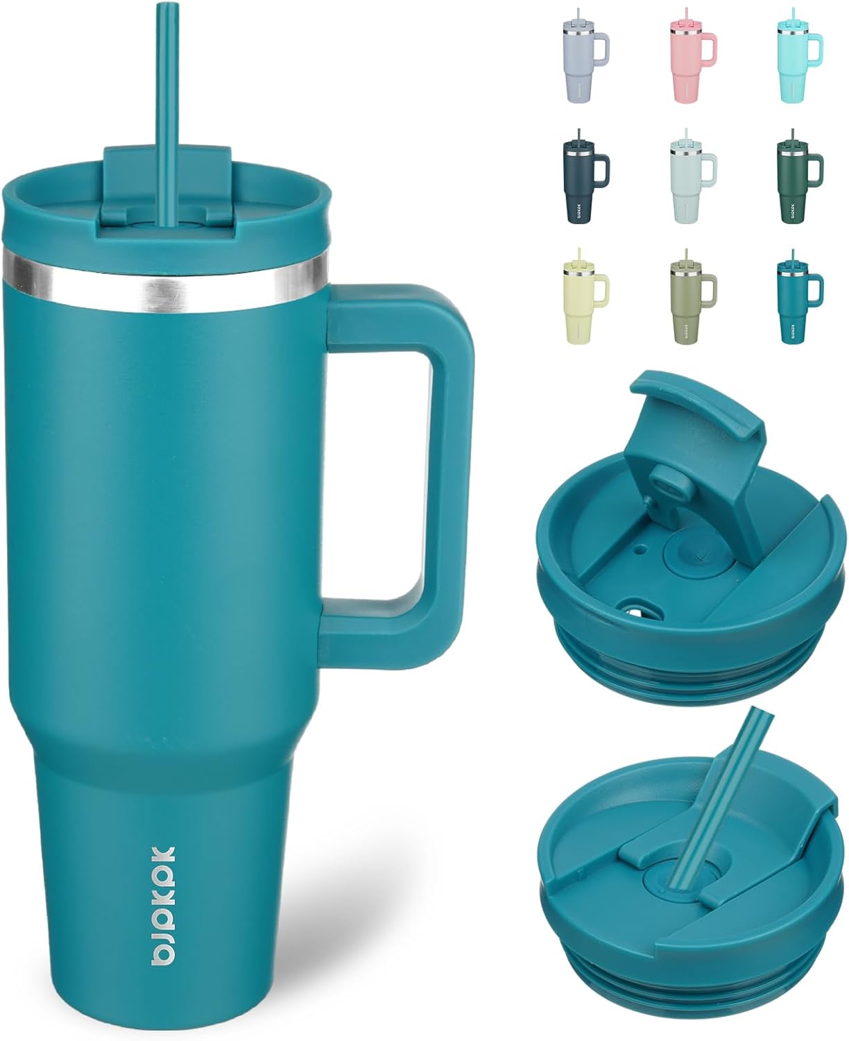 BJPKPK 30oz Stainless Steel Insulated Tumbler With Handle And Lid Straw Travel Coffee Mug Thermal Cup,Black