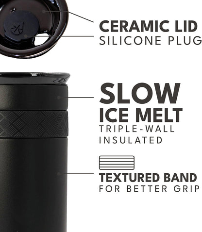 Elemental Artisan Insulated Tumbler, Triple Wall Coffee Travel Mug, Reusable Stainless Steel Coffee Tumbler with Ceramic Lid, Thermal Coffee Cups for Hot (6 Hrs) & Cold (18 Hrs), 16oz - Forest Green