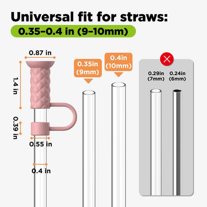 6 Pcs Straw Cover Caps with Suction Base, 0.4in/10mm Straw Toppers for Stanley Cup 30/40 oz, Multicolor