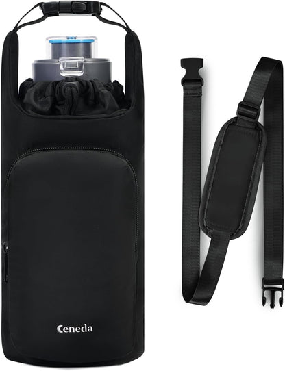 Ceneda Water Bottle Carrier Bag with Phone Pocket 32oz 40oz Tumbler Insulated Water Bottle Holder with Adjustable Shoulder Strap Carrier Sling Bag (Purple)