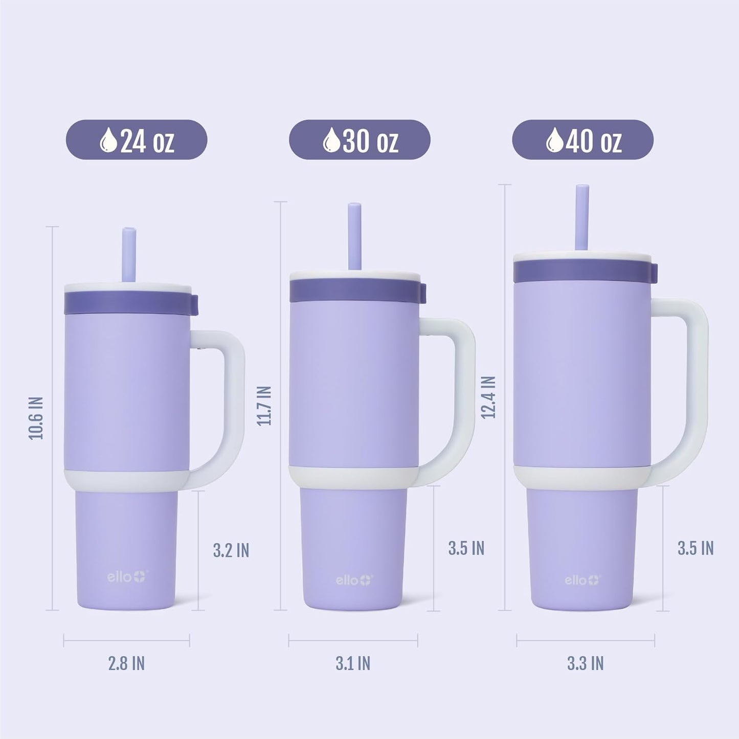 Ello Oasis 40 oz Tumbler with Handle & Retracting Straw | Reusable Insulated Stainless Steel Cup 100% Leakproof, Gifts for Teens Women Men | Keeps cold for 24 Hours, Cup Holder Friendly, Daisies