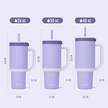 Ello Oasis 40 oz Tumbler with Handle & Retracting Straw | Reusable Insulated Stainless Steel Cup 100% Leakproof, Gifts for Teens Women Men | Keeps cold for 24 Hours, Cup Holder Friendly, Daisies