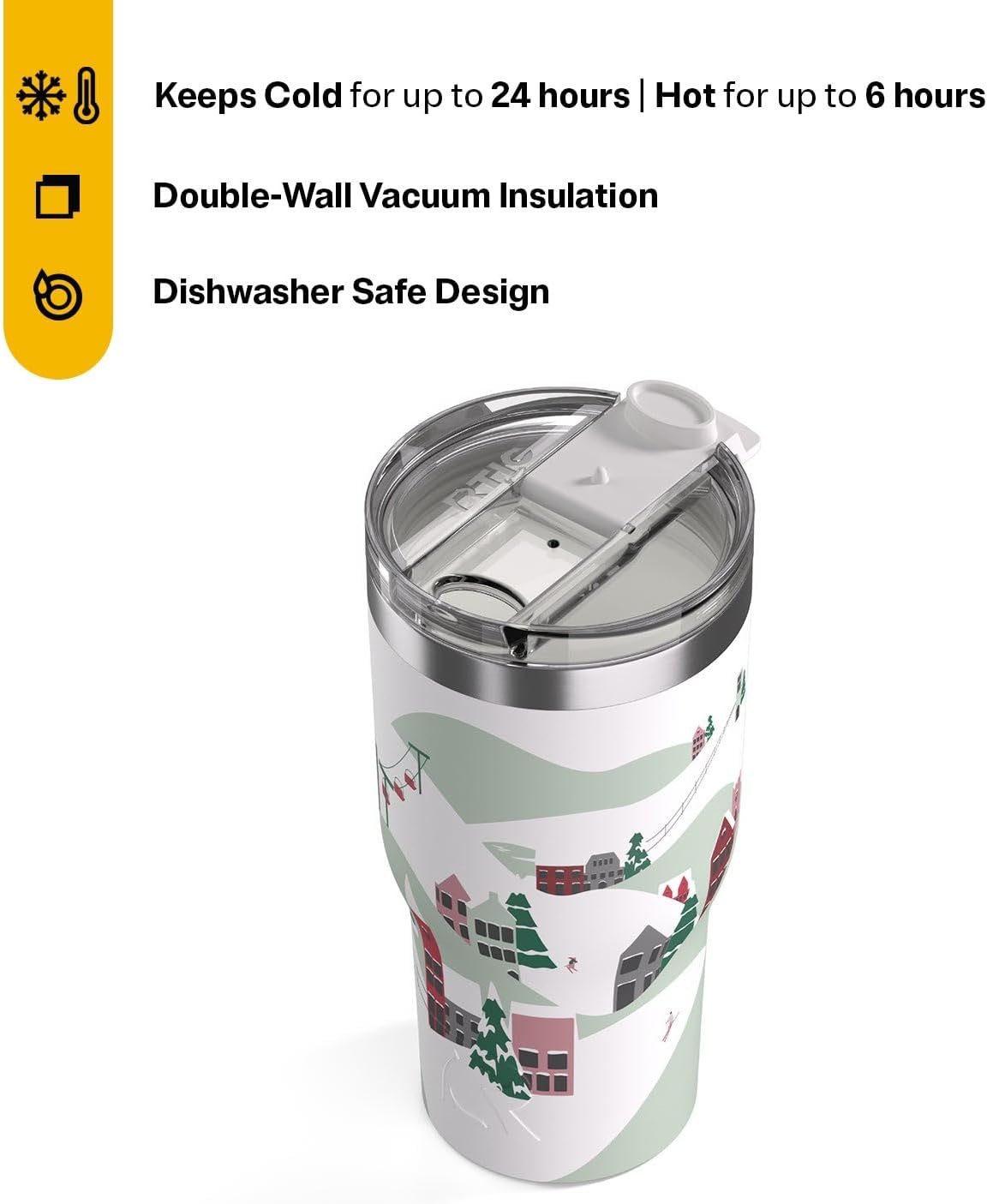 RTIC 20oz Essential Tumbler with Lid, Ceramic Lined, Insulated, Stainless Steel, Metal, Double Wall Vacuum-Insulation, Travel Cup for Iced Coffee, Tea, Hot and Cold Drink, Graphite