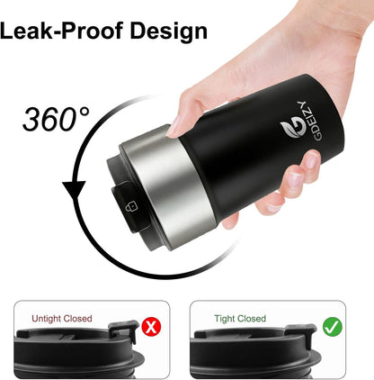 17oz Double Wall Stainless Steel Vacuum Insulated Travel Mug, Spill-Proof & Leak-Proof Coffee Mug, BPA-Free Reusable Coffee Cup for Hot & Cold Drinks, Black (Black)
