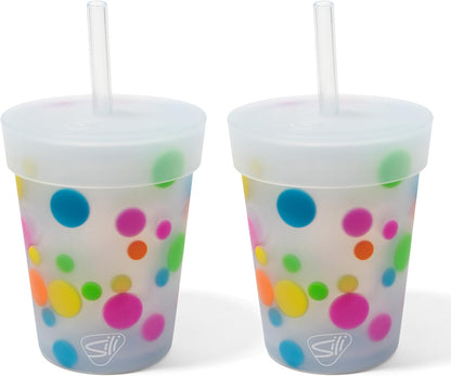 Silipint 8oz Silicone Tumbler with Straw and Lid – Unbreakable, BPA Free, Non-Toxic, Dishwasher, Microwave, Freezer Safe Tumbler Cup – Drinkware for Juice, Smoothies, Coffee (Cool Berry Crush)