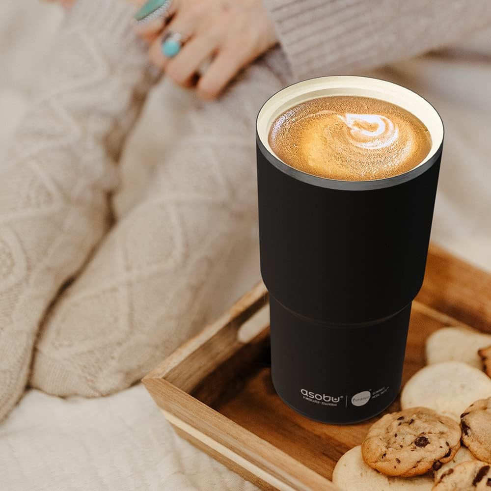 asobu 22oz Extra Large Ceramic-Lined Travel Mug with No Metal Taste-Keeps Flavors True - Double-Wall Vacuum Insulated Coffee Mug with Spill-Proof Pop-Open Lid for Hot Drinks