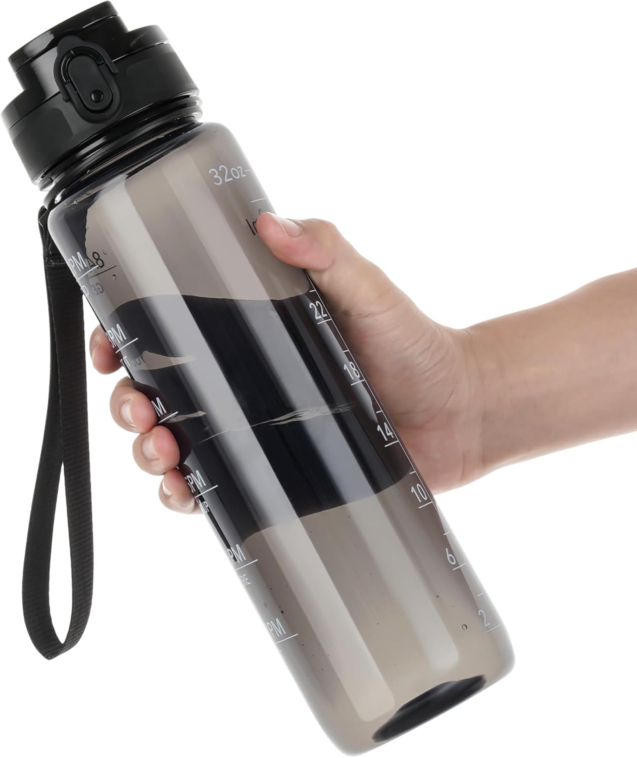 OLDLEY Water Bottle, 32oz Motivational Sports Water Bottle with Time Marker - Times to Drink - Tritan, BPA Free, Wide Mouth Leakproof, Clear (1 Bottle)