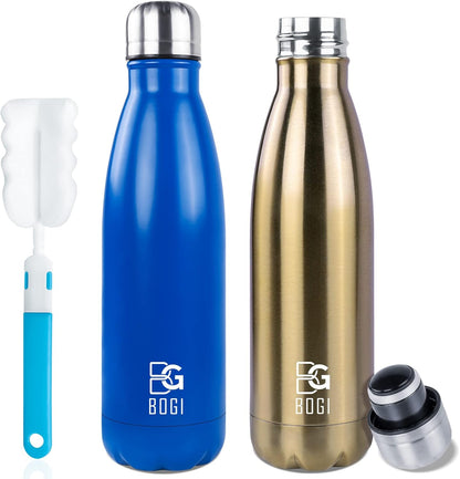 BOGI 17oz Insulated Water Bottle Double Wall Vacuum Stainless Steel Water Bottles, Leak Proof Metal Sports Water Bottle Keeps Drink Hot and Cold - Perfect for Outdoor Sports Camping Biking (Purple)