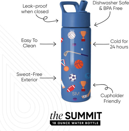 Simple Modern Kids Water Bottle with Straw Lid | 14oz Insulated Stainless Steel Kids Tumbler & Spill Proof Toddler Cup for School, Girls, Boys | Summit | Chloe Floral - Colors A