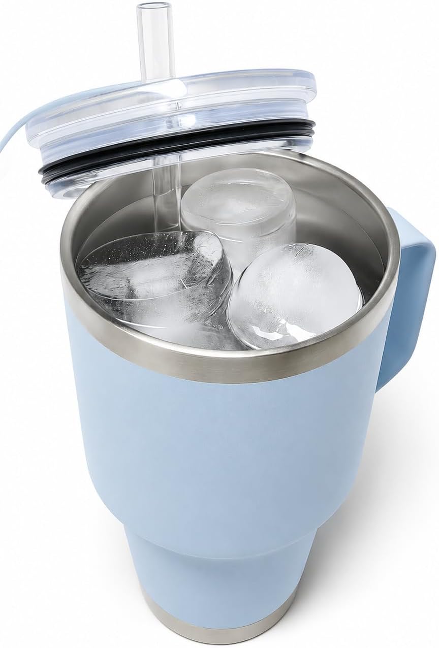 Large 2+ inch cylinder Ice Cubes for Tumblers, Stanley cup accessories, Silicone ice cube tray, makes solid slow melt cubes for cocktails, travel and sport water bottles, Whiskey, popsicles molds