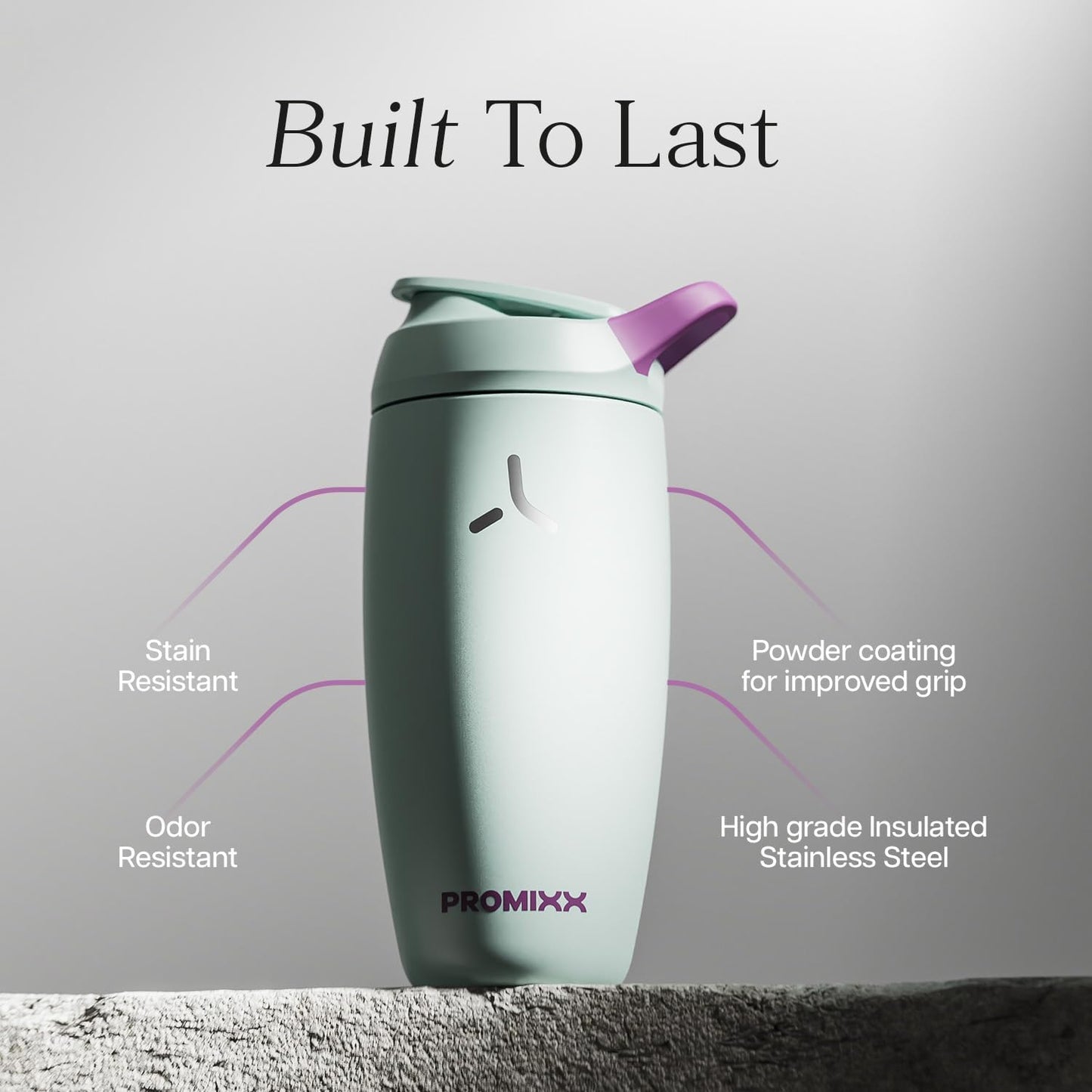 Promixx Pursuit Insulated Shaker Bottle – 18oz Double-Wall Stainless Steel Protein Mixer with Snap-Fit Agitator for Smooth Ice-Cold Shakes – Leak-Proof Gym Shaker Cup for Fitness – Midnight Blue