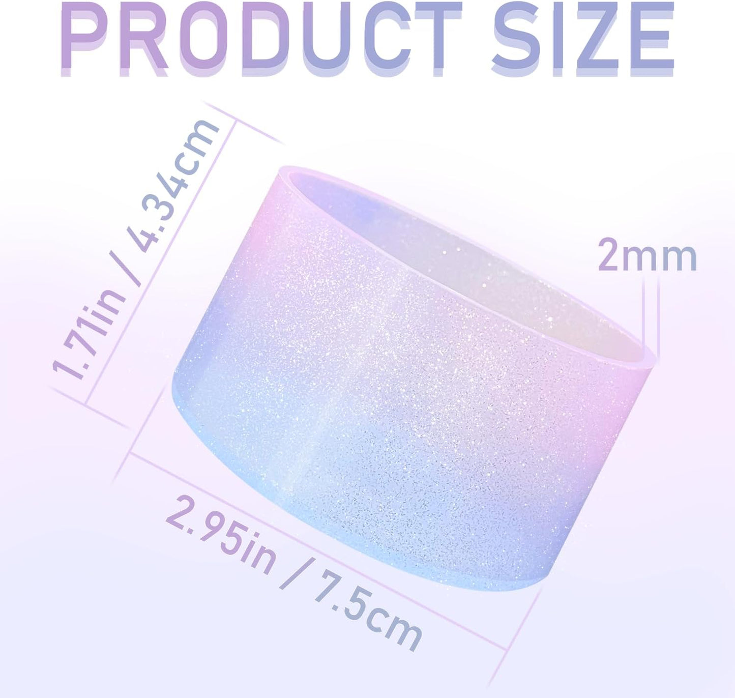 Jelly Luster Glitter Silicone Transparent Boot for Stanley 20-40oz, Compatible with Hydro Flask or Other Water Bottle Tumbler, 2.85-3.0 inch Protective Anti-Slip Bottom Sleeve Cover