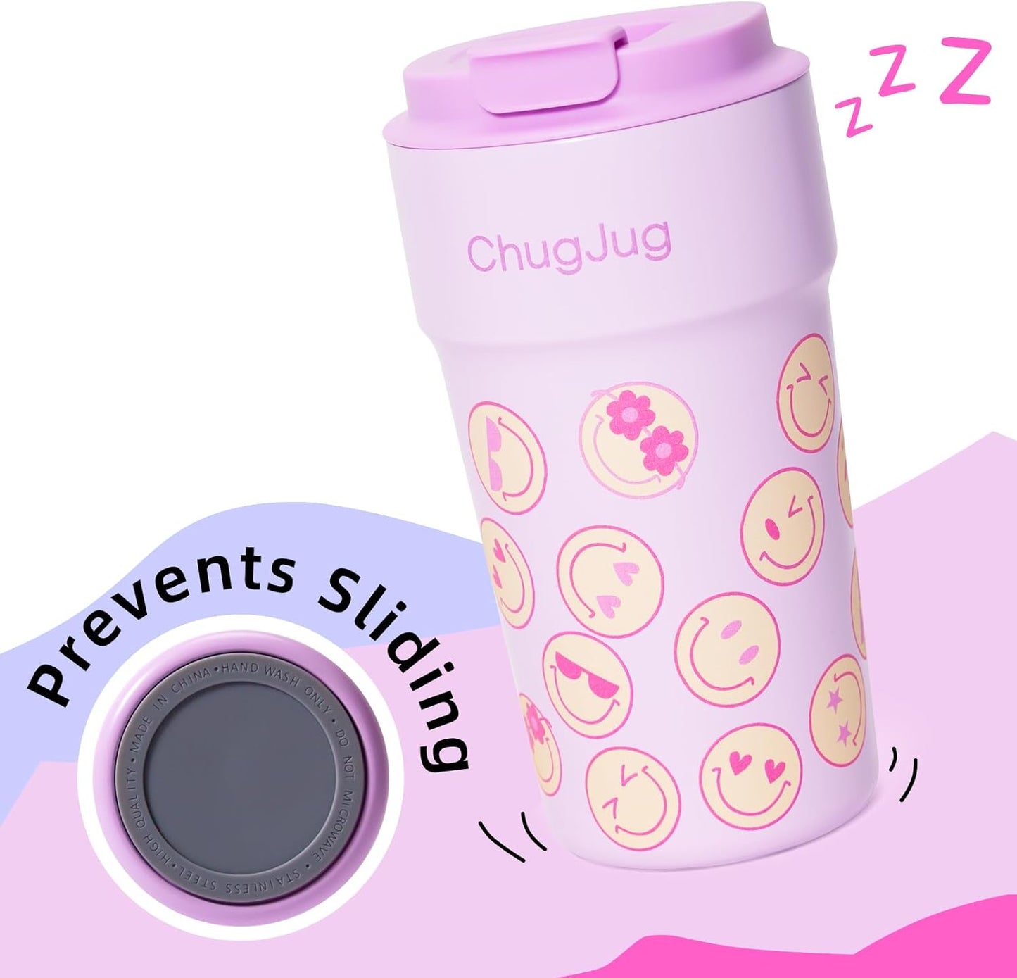 16 oz Travel Coffee Mug with Ceramic Coating, Leak-Proof Vacuum Insulated Coffee Tumbler with Lid, Reusable Double Wall Stainless Steel Travel Cup for Hot& Cold Drinks (Violet Dream)