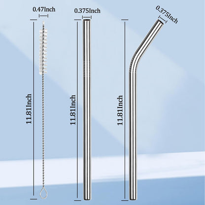 6 Pack Stainless Steel Straw Replacement 40 oz for Stanley Tumbler,3 Straight + 3 Curved Reusable Straws with Cleaning Brush, Compatible for 40oz Stanley Cup Tumbler