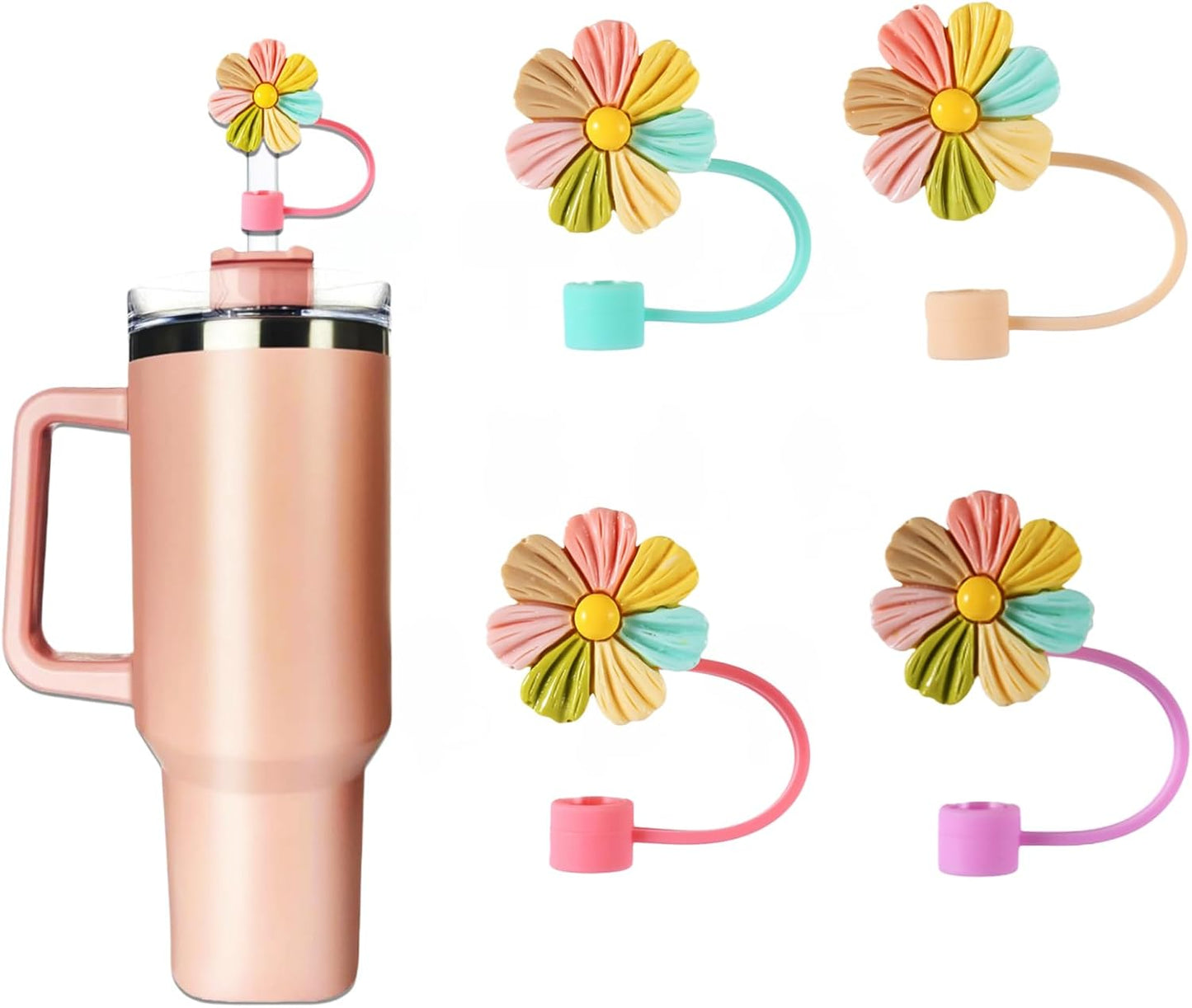 Silicone Straw Covers Cap Compatible with Stanley Cup 30 40 oz-Dust-Proof Reusable Straw Cover for Tumblers and Water Bottles