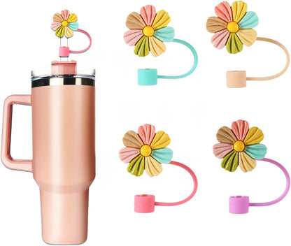 Silicone Straw Covers Cap Compatible with Stanley Cup 30 40 oz-Dust-Proof Reusable Straw Cover for Tumblers and Water Bottles