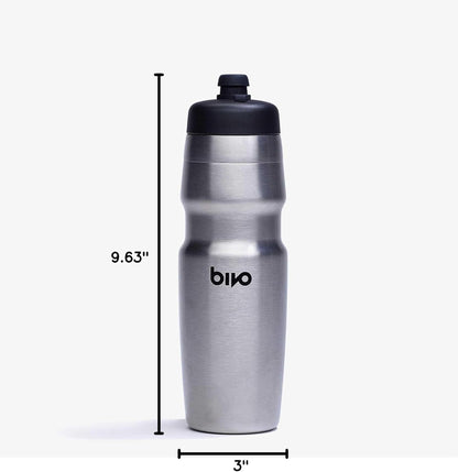 Bivo Duo 25oz Non Insulated Stainless Steel Bike Water Bottle - Lightweight for Cycling, Hiking, Sports - No Plastic Taste, Fits Most Cages, Dishwasher Safe - (Raw)