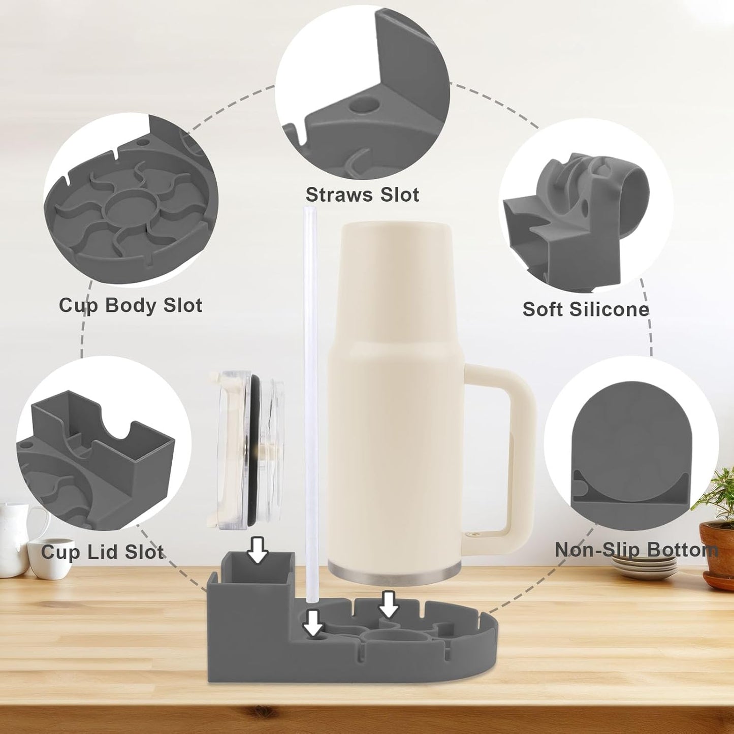 Water Bottle Drying Rack, Silicone Tumbler Drying Rack, Baby Bottle Dryer Holder, Cup Dryer for Stanley 20/30/40 oz, Mugs, Glasses