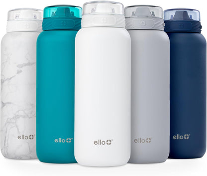 Ello Cooper 22oz Stainless Steel Water Bottle with Straw and Carry Handle, Double Walled and Vacuum Insulated Metal, Leak Proof Locking Lid with Soft Silicone Spout, Reusable, BPA Free, Lilac