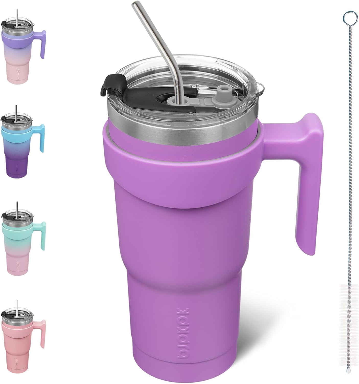 BJPKPK Tumbler With Handle And Straw Lid 40 oz Stainless Steel Insulated Coffee Tumbler Cups For Home, Office or Car,Turquoise