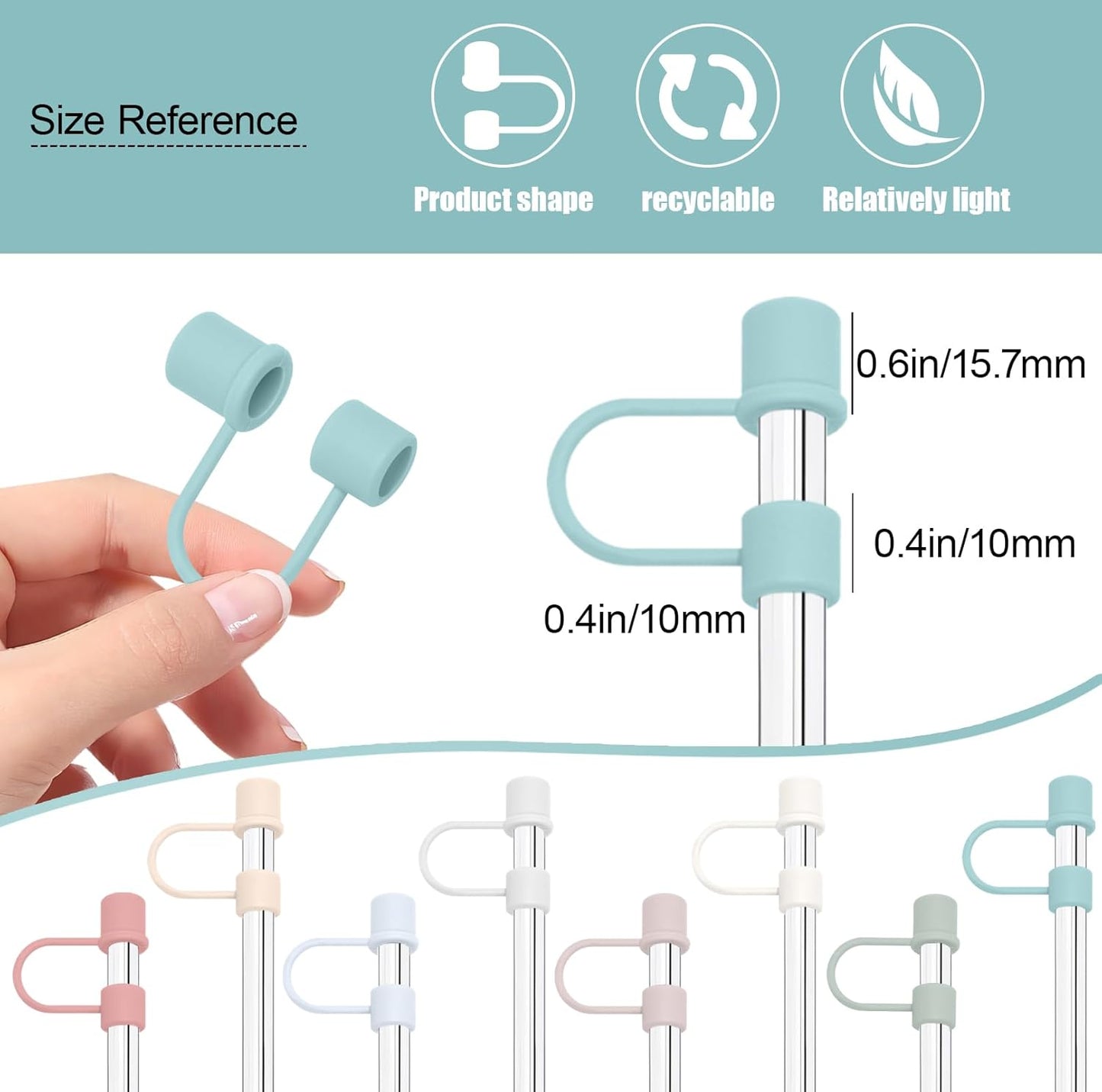 6PCS Silicone Straw Covers Cap Compatible with Stanley Cup 30&40oz Tumbler with Handle 10mm Straw Toppers，Straw Tips Lids Dust-Proof Reusable for Stanley Cup Accessories (White)