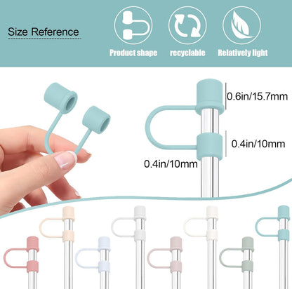 6PCS Silicone Straw Covers Cap Compatible with Stanley Cup 30&40oz Tumbler with Handle 10mm Straw Toppers，Straw Tips Lids Dust-Proof Reusable for Stanley Cup Accessories (White)