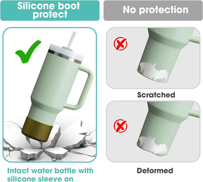 Airboat Upgrade 2PCS Protective Silicone Boot Bumper for Stanley Quencher Adventure 40oz 30oz IceFlow 20oz 30oz Tumbler, Water Bottle Bottom Sleeve Cover Accessories for Stanley Mug Cup(Black)