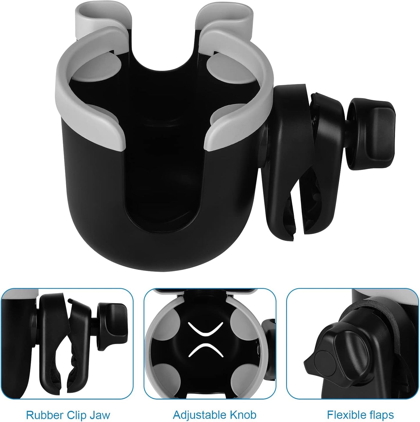 Accmor Stroller Cup Holder with Phone Holder, Bike Cup Holder, Universal Cup Holder for Uppababy Nuna Doona Strollers, 2-in-1 Cup Holder for Walker, Wheelchair, Scooter - Colors A
