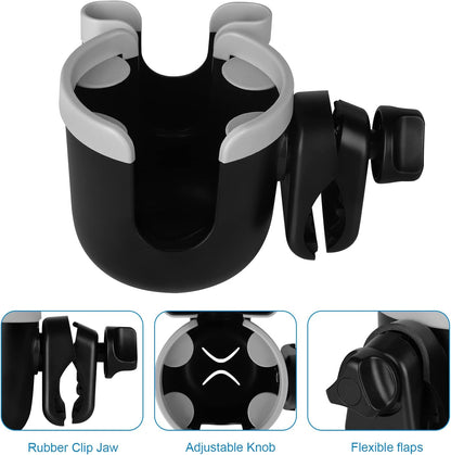 Accmor Stroller Cup Holder with Phone Holder, Bike Cup Holder, Universal Cup Holder for Uppababy Nuna Doona Strollers, 2-in-1 Cup Holder for Walker, Wheelchair, Scooter - Colors A