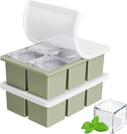 Large Ice Cube Tray for Whiskey: FDDBI Silicone Ice Cube Trays with Lid - 2Pack Big Square Old Fashioned Ice Cube Maker for Cocktail - 2inch Huge Cubed Ice Trays for Whisky