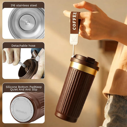SPLMIFA Vacuum-Insulated Stainless Steel Travel Coffee Mug, Leak-Proof Reusable Coffee Cup with Lid - Keep Hot & Cold Drinks for Hours, Durable Insulated Tumbler for Men & Women(3rd-Black, 12OZ)