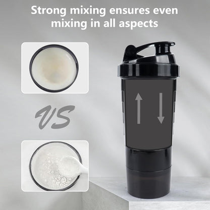 XTK Shaker Bottle 16OZ Protein Shaker Bottles with Mix Ball Sports Water Bottle Leak Proof GYM Cup for Protein Mixes with Powder Storage & Pill Organizer, Ideal for Pre Workout,BPA Free(black)