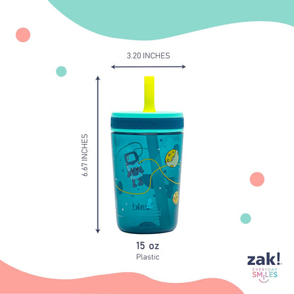 Zak Designs 15oz Bluey Kelso Tumbler Set, Leak-Proof Screw-On Lid with Straw Made of Durable Plastic and Silicone, Perfect Bundle for Kids, 2 Count (Pack of 1) - Colors A