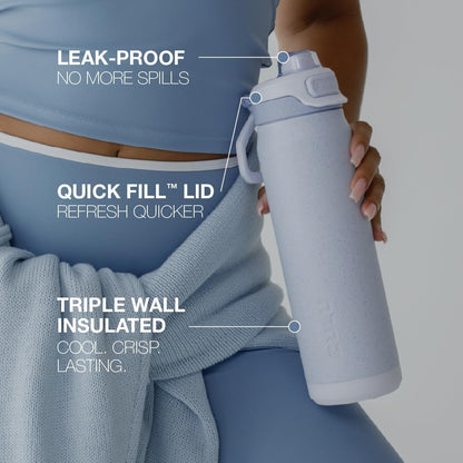 ZULU Powerfill Pro 32oz Stainless Steel Water Bottle with Quick Fill Lid, Triple Walled Vacuum Insulated Metal, Leak Proof Locking Lid, Sip and Chug, Reusable BPA Free, High Tide
