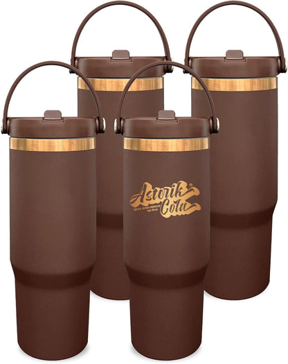 30 oz Tumbler Bulk with Handle and Straw, Vacuum Insulated Tumblers with Flip Straw and Top Handle, Leakproof Powder Coated Tumbler, Stainless Steel Travel Mug for Coffee (Black, 1 Pack)