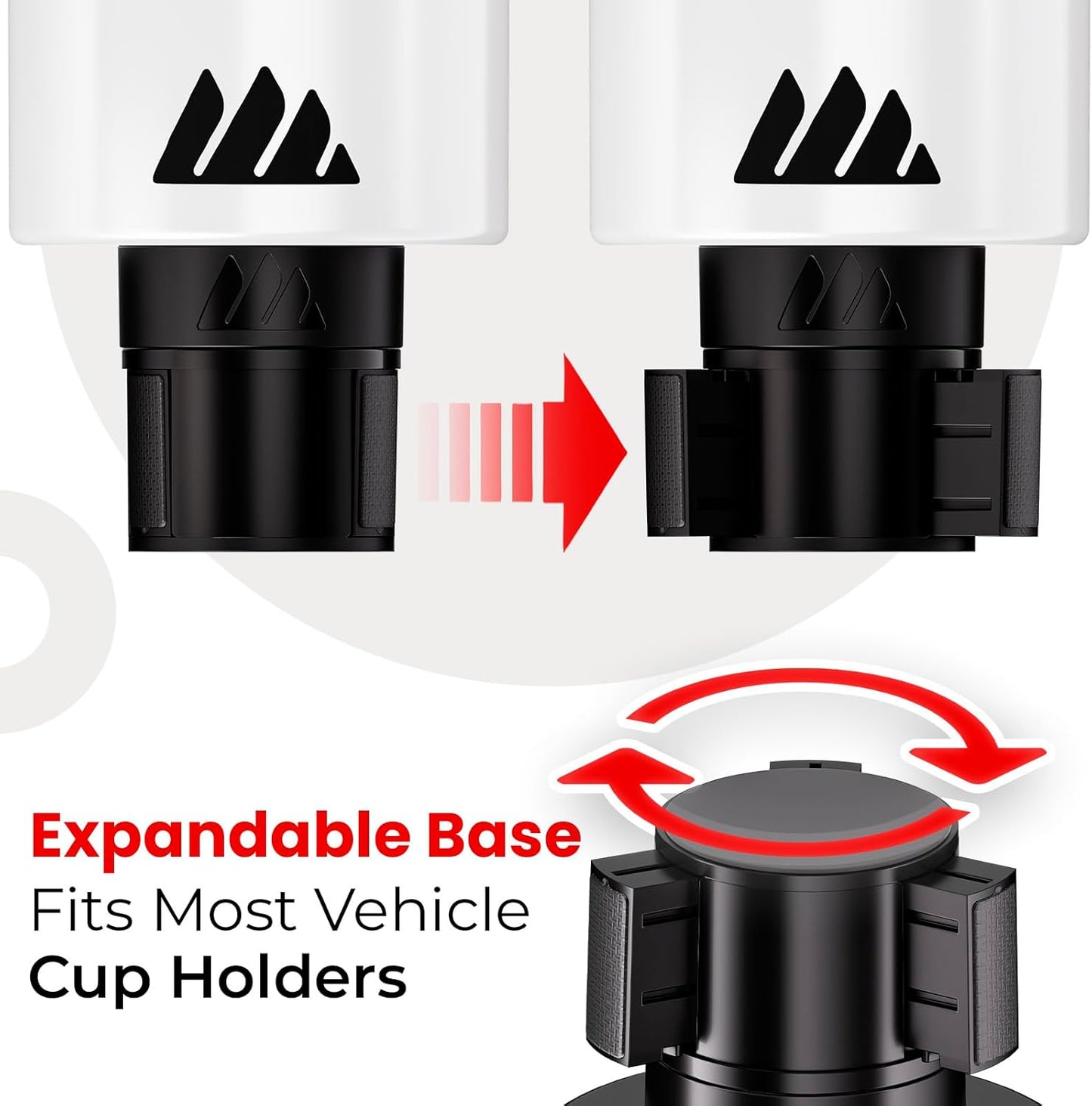 [Upgraded] Integral Ultimate Car Cup Holder Expander - Adjustable Base - Organizer & Expander for Vehicles - Compatible with Mugs, Yeti 14/24/36/46oz, Rambler, Hydro Flasks 32/40oz, 3.4"-4.0" Bottles