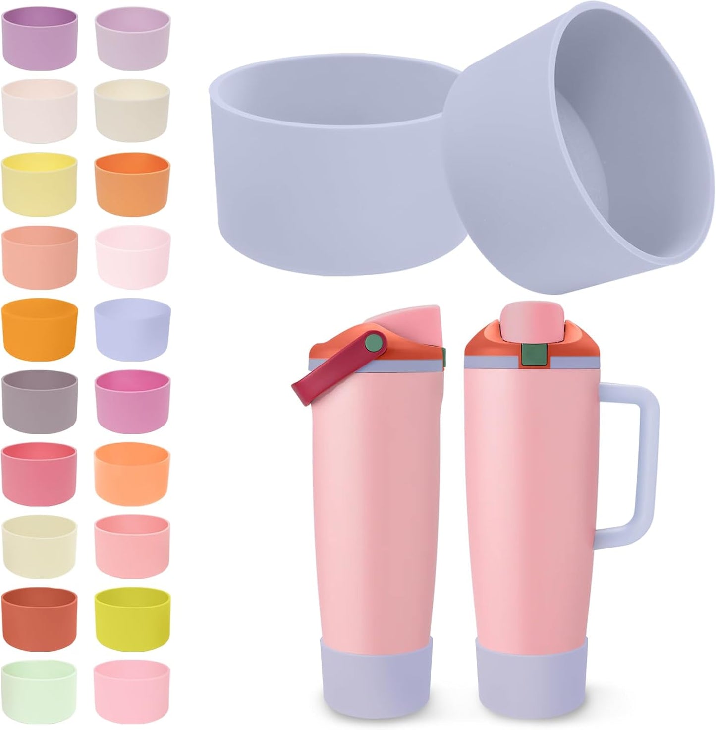 2PCS Silicone Boots for Owala 30oz & 40oz FreeSip Sway Bottles & Tumblers – Non-Slip, Scratch-Resistant, Stability Enhancer for Owala Accessories (Eucalyptus Green) - Colors A