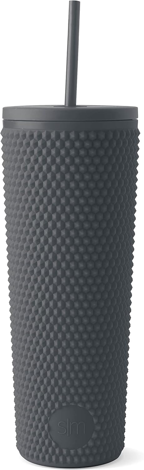 Simple Modern Plastic Matte Studded Tumbler with Lid and Straw | Reusable BPA Free Iced Coffee Cups Double Wall Smoothie Cup | Gifts for Women Men Him Her | Classic Collection | 24oz | Raspberry Vibes