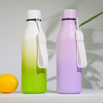 BJPKPK Insulated Water Bottles, 18 oz Stainless Steel Metal Water Bottle with Strap, BPA Free Leak Proof Jugs, Mugs, Flasks, Reusable Thermal Flasks for Sports & Travel, Black - Colors A
