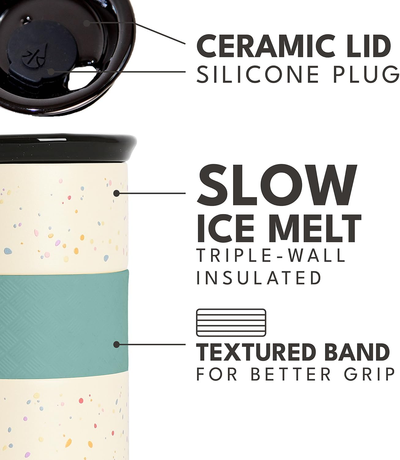 Elemental Artisan Insulated Tumbler, Triple Wall Coffee Travel Mug, Reusable Stainless Steel Coffee Tumbler with Ceramic Lid, Thermal Coffee Cups for Hot (6 Hrs) & Cold (18 Hrs), 16oz - Forest Green