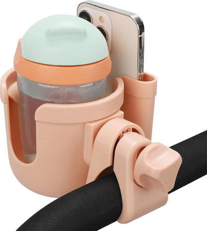 Accmor Stroller Cup Holder with Phone Holder, Bike Cup Holder, Universal Cup Holder for Uppababy Nuna Doona Strollers, 2-in-1 Cup Holder for Walker, Wheelchair, Scooter - Colors A