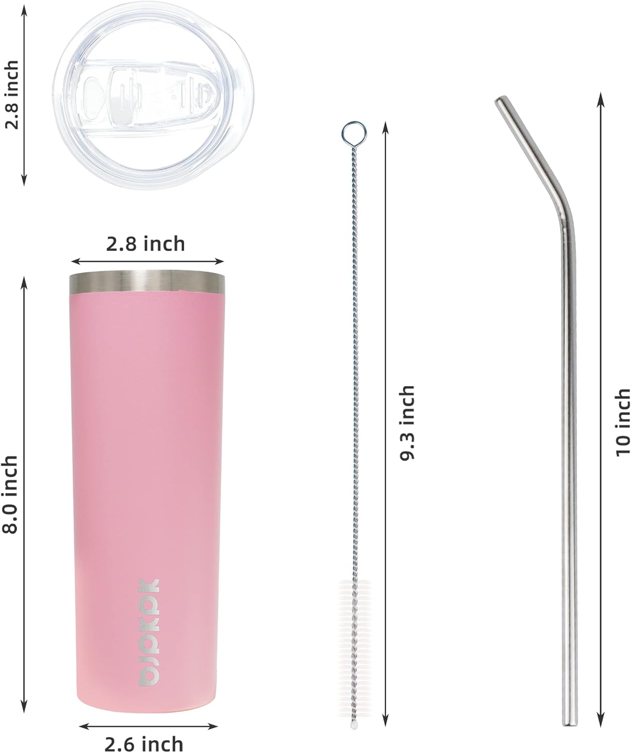 BJPKPK Skinny Tumbler with Lid 20 oz Stainless Steel Vacuum Insulated Double Wall Travel Coffee Water Tumblers Cup,White