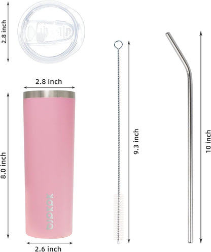 BJPKPK Skinny Tumbler with Lid 20 oz Stainless Steel Vacuum Insulated Double Wall Travel Coffee Water Tumblers Cup,White