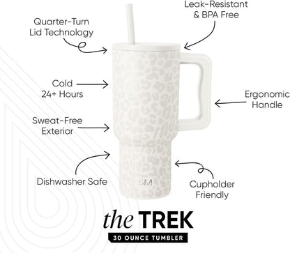 Simple Modern 40 oz Trek Tumbler with Handle and Straw Lid | Cup Holder Friendly Insulated Stainless Steel Travel Mug | Sea Glass Sage - Colors B