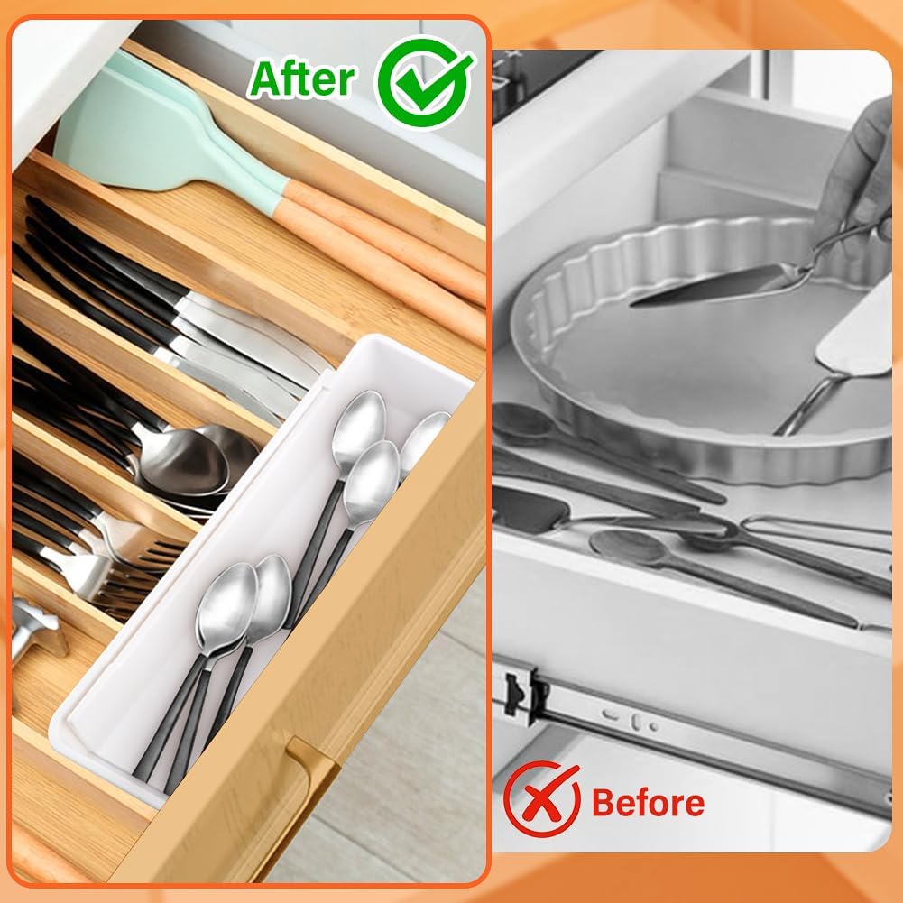 Expandable Straw Organizer Drawer Organizers for Cabinet, Multi-Functional Plastic Straw Storage Fits 60oz Straws, Reusable and Adjustable