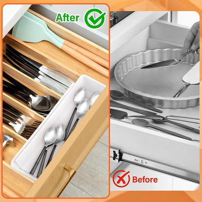 Expandable Straw Organizer Drawer Organizers for Cabinet, Multi-Functional Plastic Straw Storage Fits 60oz Straws, Reusable and Adjustable