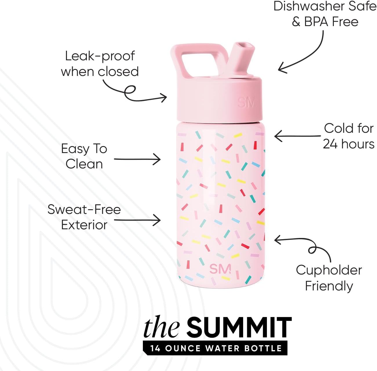 Simple Modern Kids Water Bottle with Straw Lid | 14oz Insulated Stainless Steel Kids Tumbler & Spill Proof Toddler Cup for School, Girls, Boys | Summit | Chloe Floral - Colors B